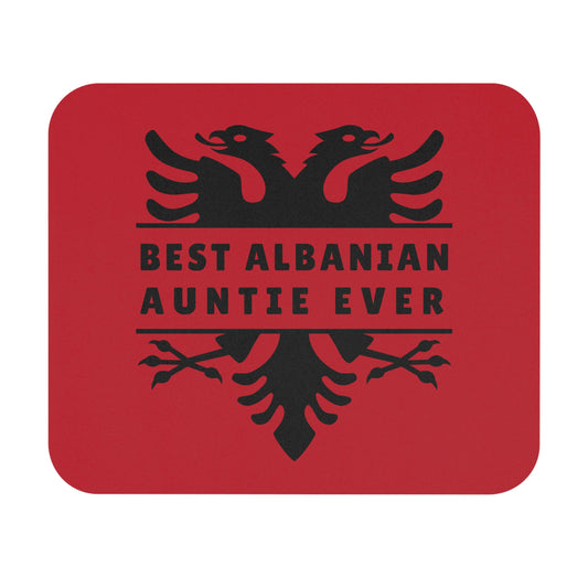 Best Albanian Auntie Ever – Patriotic Mouse Pad 9"x8" Desk Mat with Double-Headed Eagle | Gift for Teze, or Halla