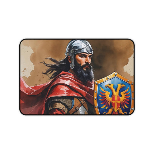 Scanderbeg Warrior Desk Mat – 12"x18" Epic Office & Gaming Accessory | Patriotic Gift | Bold Desk Decor