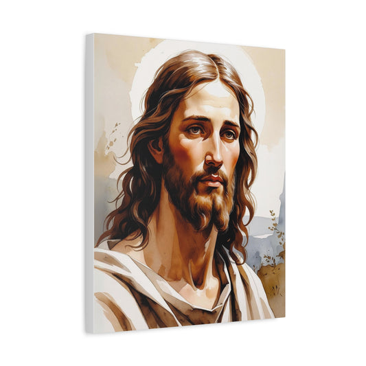 Jesus Christ "Jezu Krishti" – Print on Canvas (Rustic Watercolor Design)