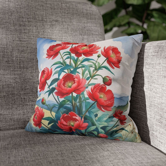 Chic Paeonia Peony Throw Pillowcase – Lulegjaku Design Custom Spun Polyester Cushion Cover | Gift for Nature & Culture Lovers