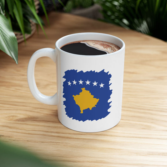 Kosovo Flag Ceramic Mug – Blue, Yellow & White Star Design | 11oz  | Perfect Gift for Home & Office