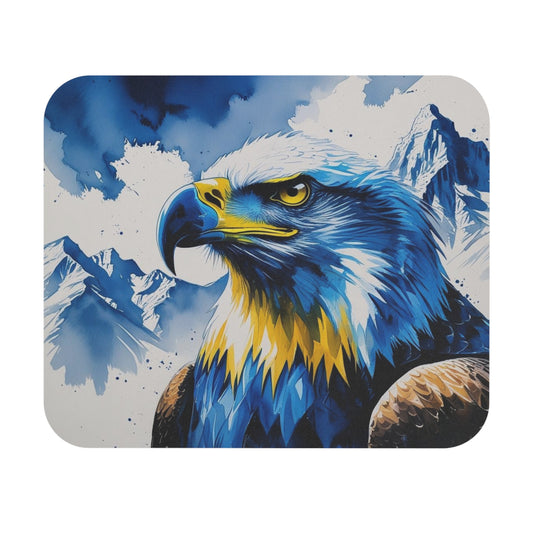 Kosovo Eagle Mousepad – 9"x8" Watercolor-Inspired Desk Mat Blue & Yellow Tones | Sharr Mountains Background | Patriotic Kosovo Desk Accessory
