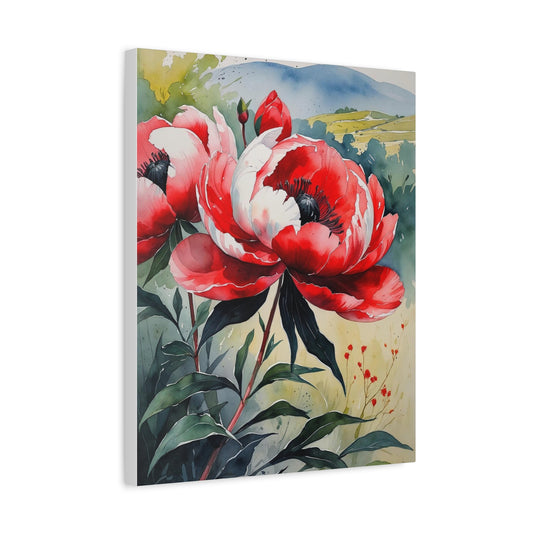 Blossom of the Brave: The Peony of Kosovo, Floral Canvas Art Print, Wall Decor, Nature Wall Art, Home Decoration, Gift for Mami
