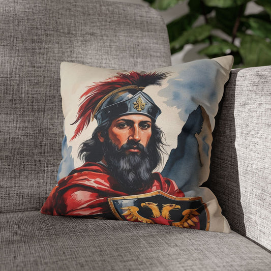 Skanderbeg Portrait Pillowcase – Albanian Hero Art, Patriotic Home Decor, Historical Accent Cushion, Unique Gift for Albanian Pride
