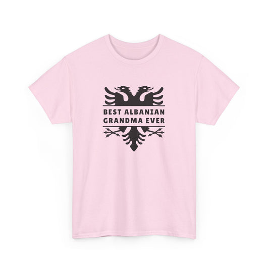 Best Albanian Grandma Ever – Unisex Heavy Cotton T-Shirt Heritage with Heart | Gift for Grandma | Proud Albanian Family Wear