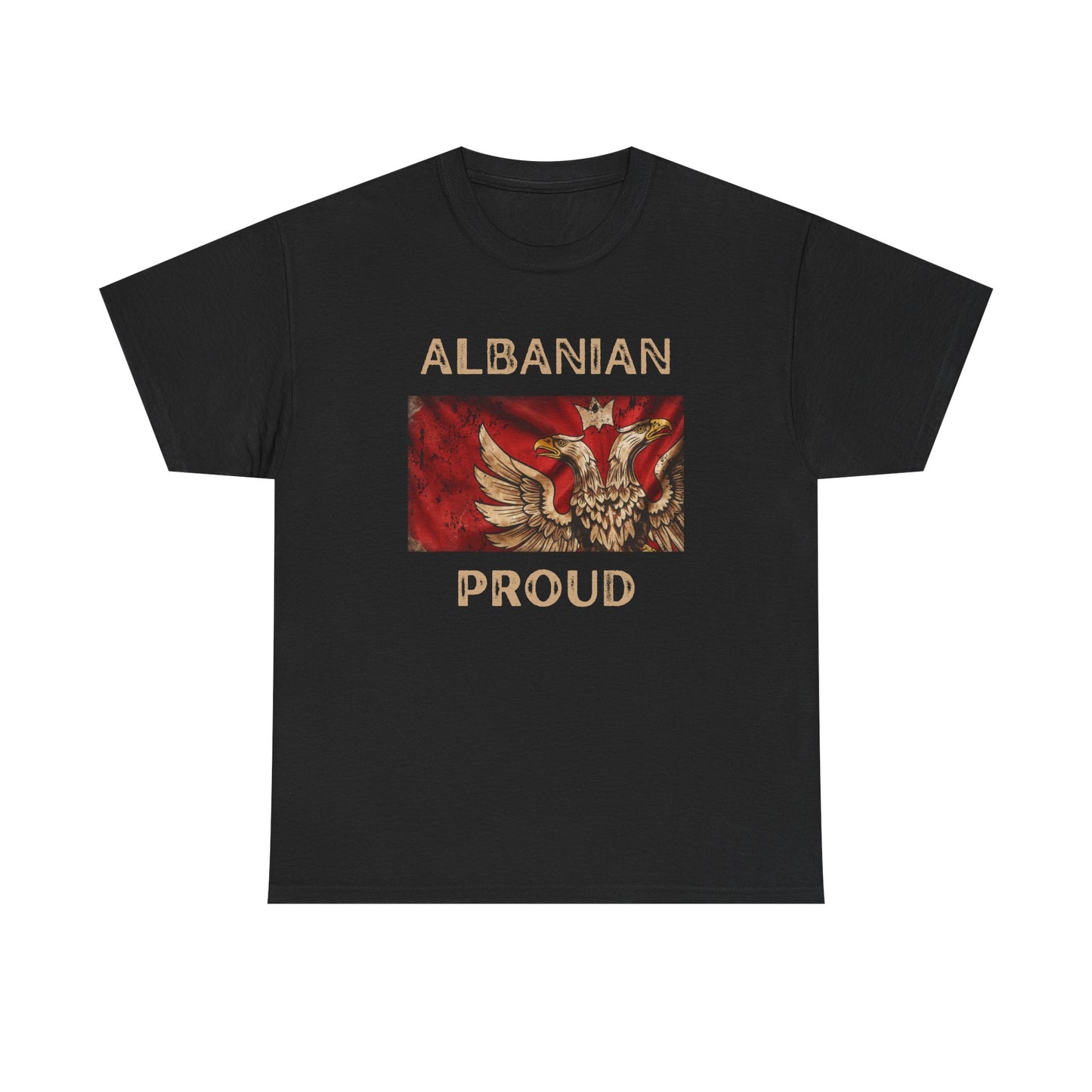 Albanian Proud T-Shirt – Unisex Softstyle Tee | Distressed Double-Headed Eagle Design