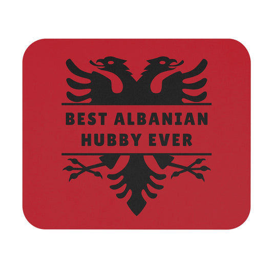 Best Albanian Hubby Ever – Mouse Pad 9"x8" Red & Black Eagle Design | Husband Gift, Romantic Desk Mat, Albanian Pride Office Accessory, Everyday Love
