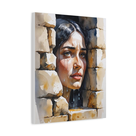 Rozafa: The Stone That Wept - Emotive Wall Art, Canvas Print, Stretched Canvas, Emotional Art, Unique Wall Decor
