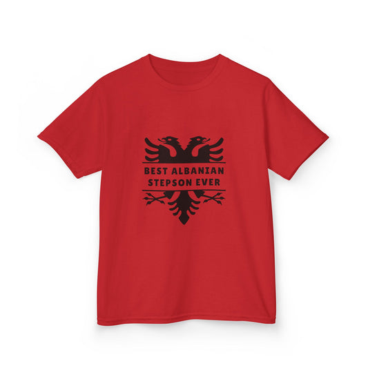 Best Albanian Stepson Ever – Kids/Youth Cotton T-Shirt Proud Heritage Tee | Gift from Stepparents | Family Bond & Cultural Pride Apparel