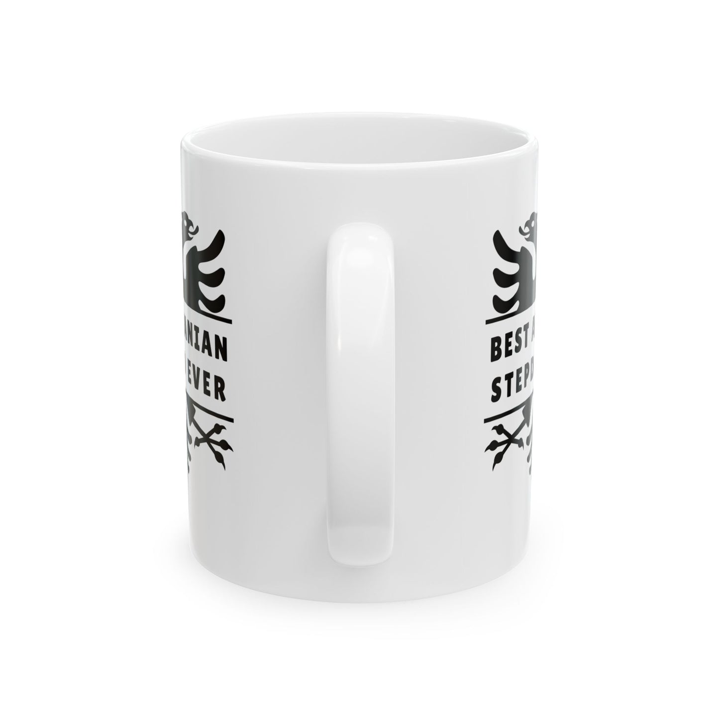 Best Albanian Stepdad Ever Mug – 11oz White Ceramic Coffee Cup with Black Eagle | Patriotic Gift for Stepdads | Father’s Day or Birthday