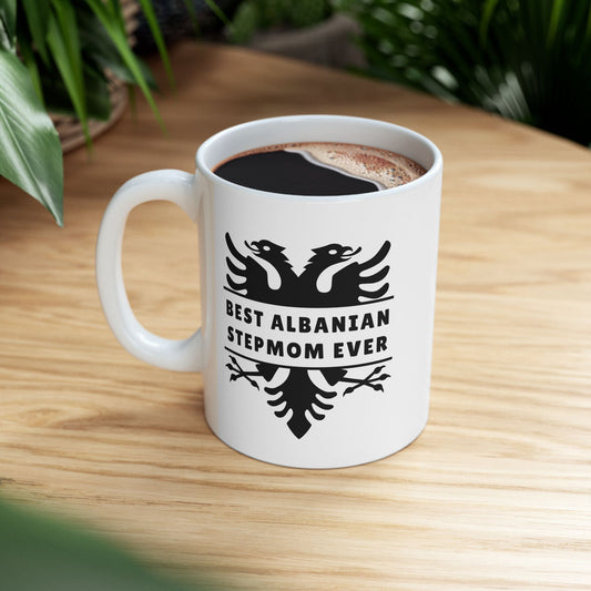 Best Albanian Stepmom Ever – 11oz Ceramic Mug Heartfelt Gift for Stepmothers | Albanian Eagle Mug | Perfect for Birthdays, Holidays, or Just Because