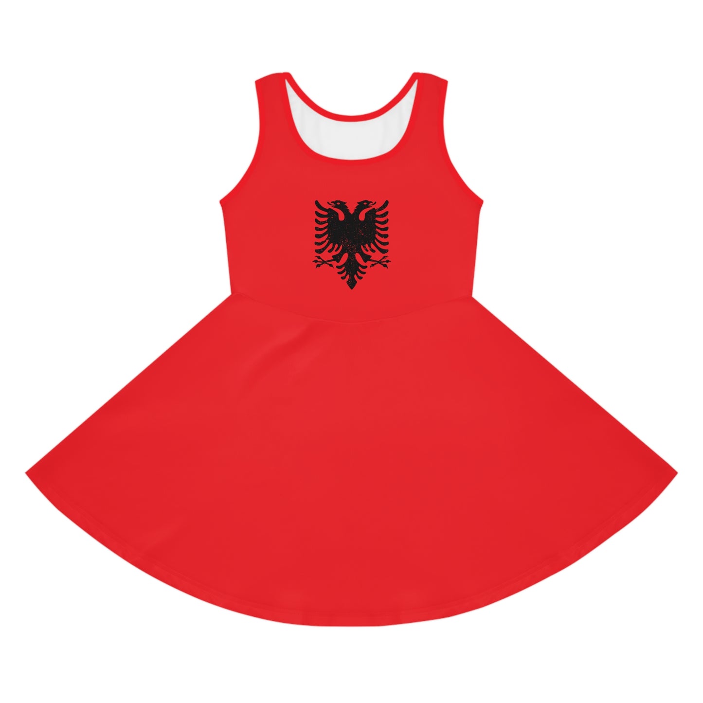 Vibrant Albanian Eagle Girls' Sundress – Summer Dress for Kids | Cultural Birthday Outfit, Holiday Look, Little Girls' Fashion
