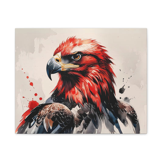 Majesty in Red and Black – Watercolor Style Portrait of the Albanian Eagle Symbolizing Strength, Pride, and National Resilience