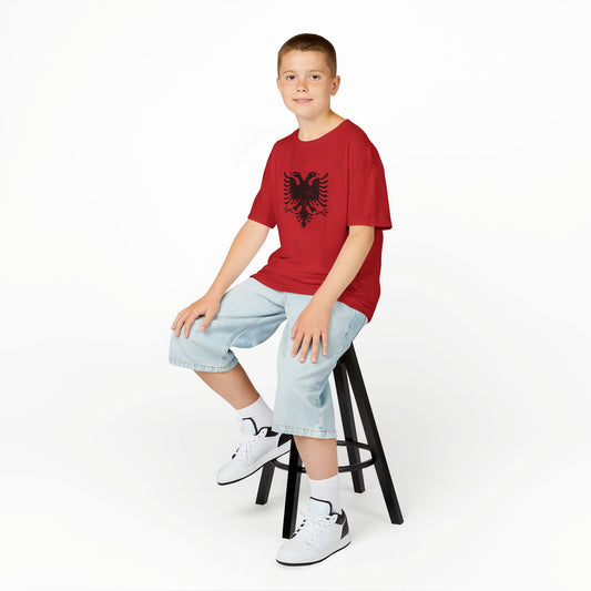 Distressed Albanian Eagle Kids Tee – Soft Cotton Shirt | Bold & Cute Pride Tee for Boys & Girls