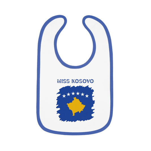 Miss Kosovo Baby Bib – Cute Infant Bib with Kosovo Flag Design | Baby Shower Gift & Everyday Feeding Accessor