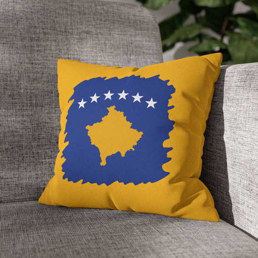 Kosovo Flag Pillowcase – Yellow & Blue Decorative Cushion Cover for Home, Gift, or Travel Souvenir, Independence Day Decoration