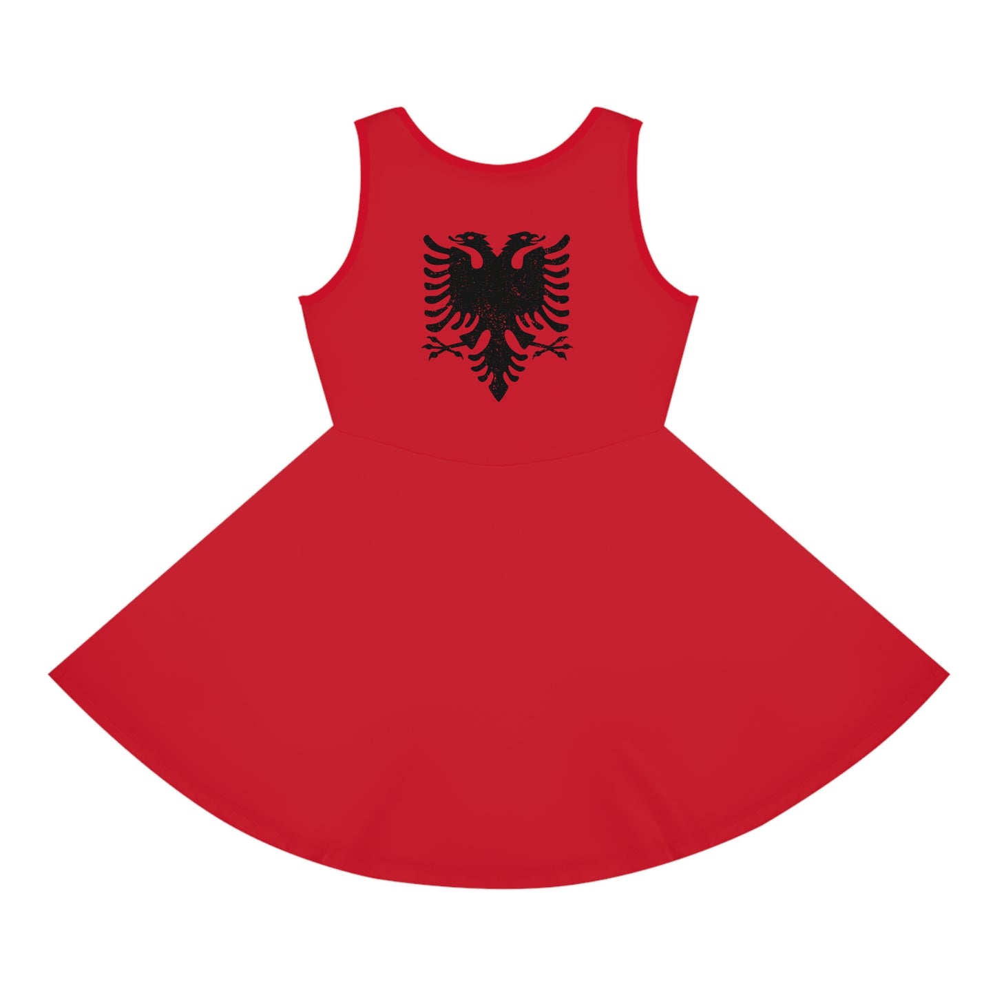 Dark Red Albanian Eagle Girls' Dress – Elegant Heritage Dress | Cultural Outfit for Holidays, Birthdays & Special Events