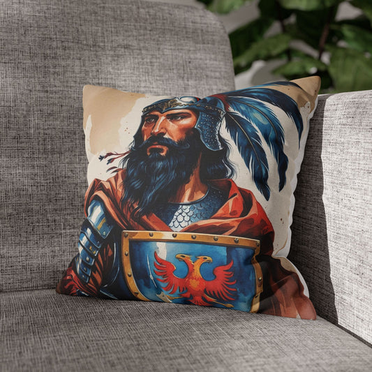 Scanderbeg Heroic Warrior Pillowcase – Medieval Elegance Meets Cultural Pride | Knight Home Decor | Fantasy-Inspired Gift for Men