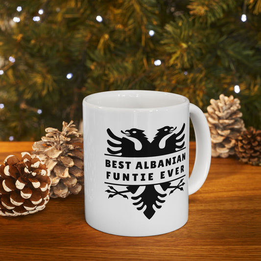 Best Albanian Funtie Ever – 11 oz White Ceramic Mug Fun Auntie Vibes | Bold Albanian Pride | Perfect Gift for the Ultimate Funtie