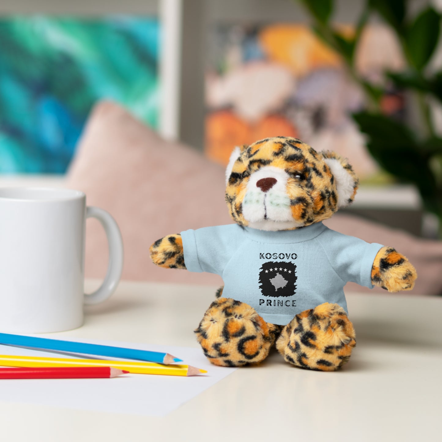 Kosovo Prince | 8" Plush Jaguar with Personalized Tee – Bold & Soft Gift for Boys & Toddlers
