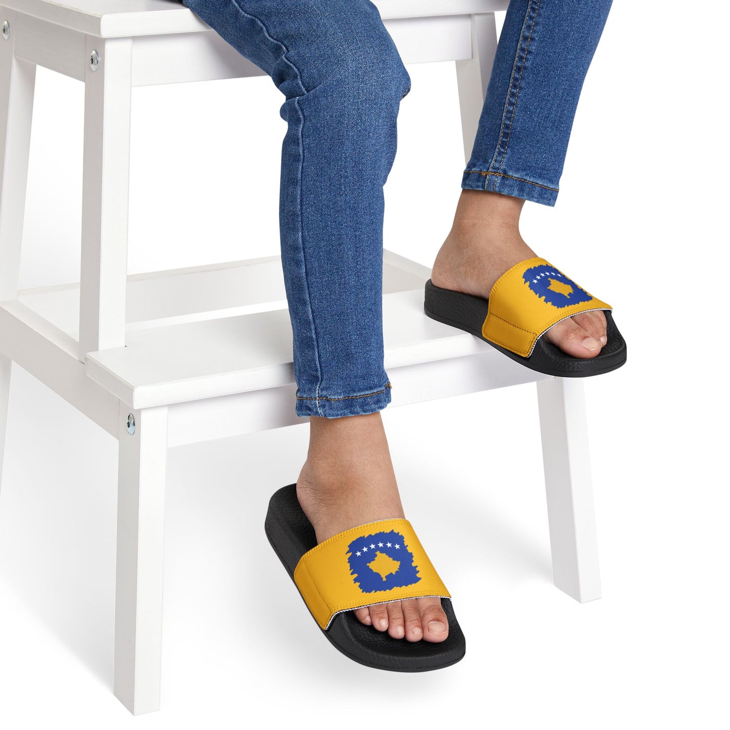 Kosovo Map Flag Youth Sandals – Stylish Removable-Strap Summer Footwear for Kids