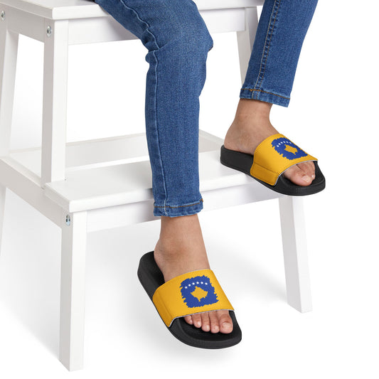 Kosovo Map Flag Youth Sandals – Stylish Removable-Strap Summer Footwear for Kids