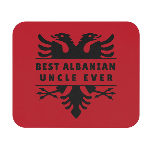 Best Albanian Uncle Ever – Patriotic Mouse Pad Bold 9"x8" Desk Mat with Albanian Eagle | Gift for Daja or Xhaxhai