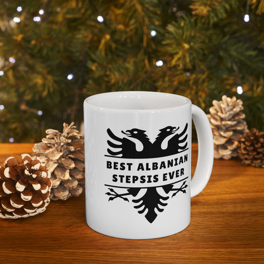 Best Albanian Stepsis Ever – 11 oz White Ceramic Mug Celebrate Family Bonds | Albanian Pride | Perfect for Daily Sips