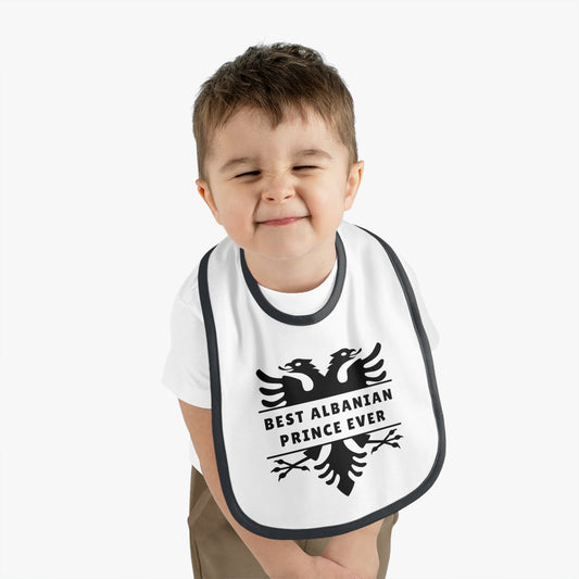 Best Albanian Prince Ever Baby Bib | Soft Contrast Trim Bib – Cute Gift for Newborns, Baby Showers & More