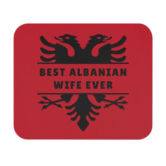 Best Albanian Wife Ever Mouse Pad - Unique Gift for Albanian Spouses, Office Decor, Cute Desk Accessory, Personalized Gift, Red Design