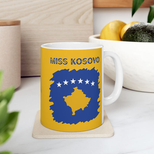Miss Kosovo Flag Ceramic Mug – Unique 11oz Coffee Cup for Patriots | Perfect Holiday Gift & Home Decor