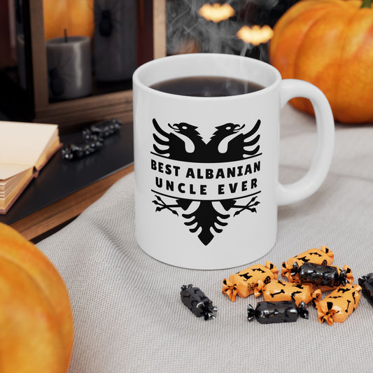 Best Albanian Uncle Ever – 11 oz White Ceramic Mug Uncle Energy | Albanian Pride | Daily Dose of Appreciation