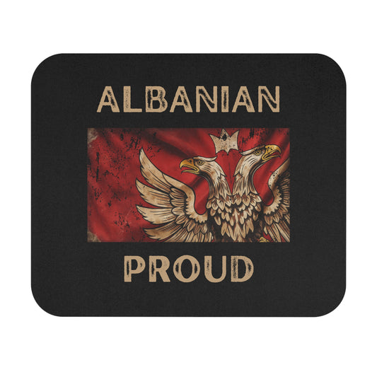 Albanian Proud Mouse Pad – Distressed Eagle Design | Flag-Inspired Desk Accessory for Home, Office, or Gaming