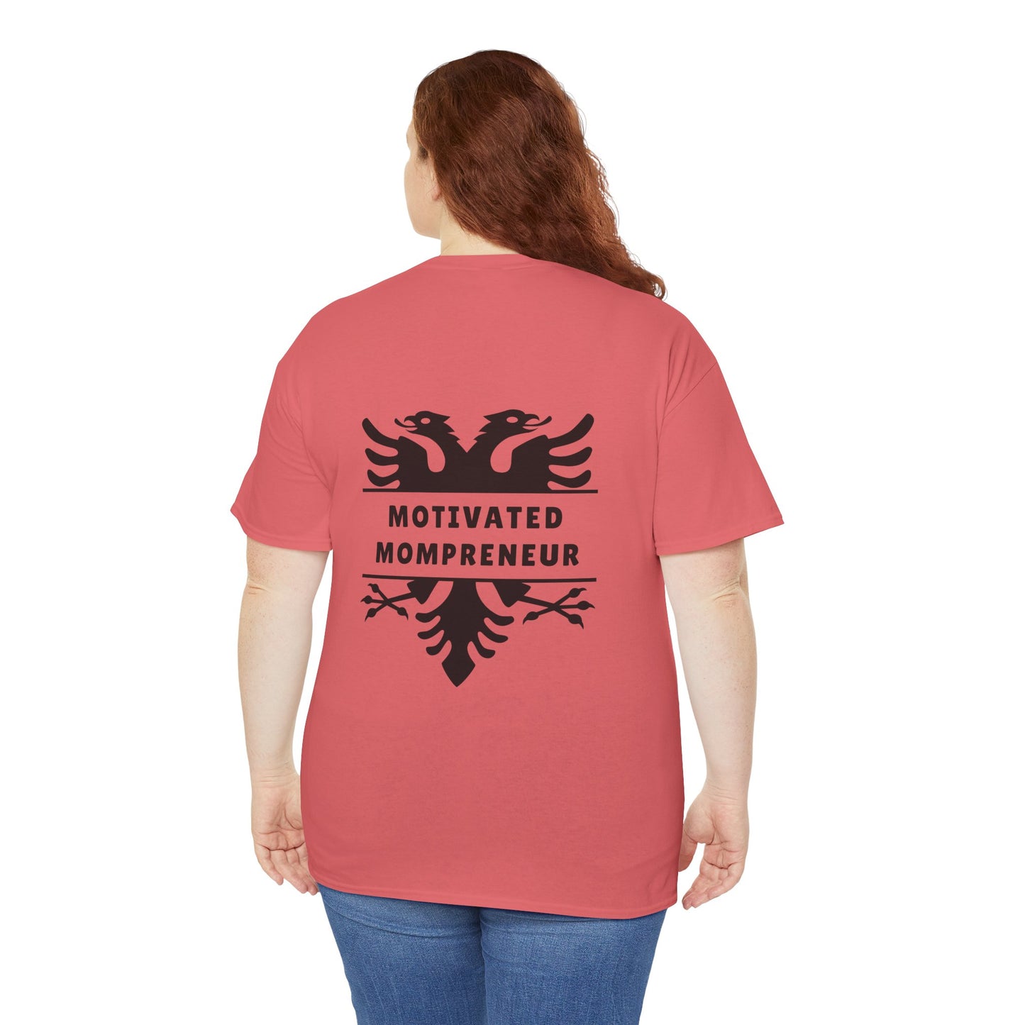 Motivated Mompreneur Heavy Cotton T-Shirt Empowered Mama Shirt | Entrepreneur Gift | Albanian Eagle Design | Business Woman Apparel