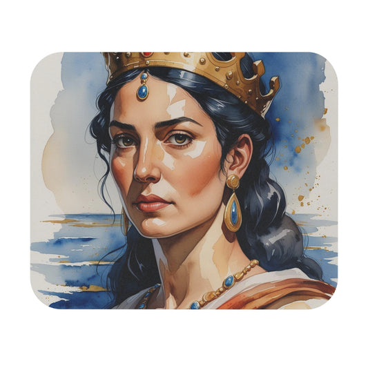 Queen Teuta of Illyria Mouse Pad – 9"x8" Regal Watercolor Portrait, Ancient Warrior Queen Desk Art