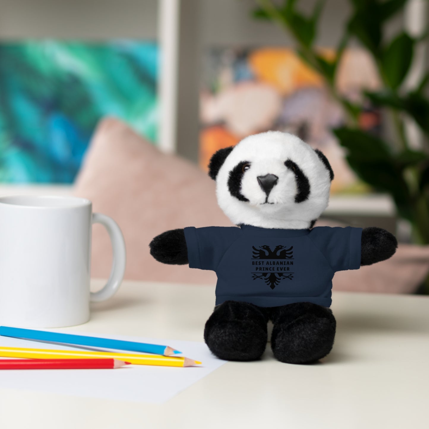 Best Albanian Prince Ever | 8" Plush Panda with Personalized Tee – Soft Stuffed Animal Gift for Kids & Toddlers