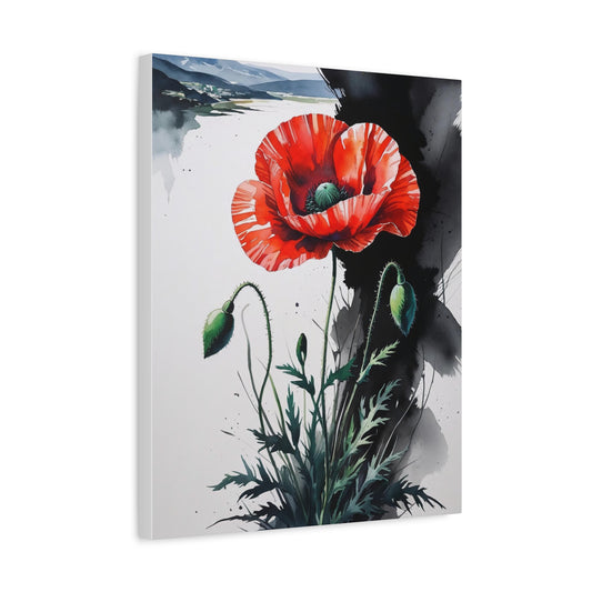 Whispers of the Red Poppy: Spirit of Albania, Vibrant Poppy Canvas Art Print, Floral Wall Decor, Modern Home Decoration, Art for Living Room