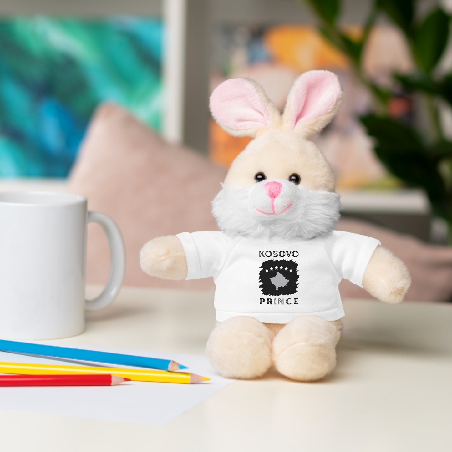 Kosovo Prince | 8" Plush Bunny with Personalized Tee – Soft & Adorable Gift for Boys & Toddlers