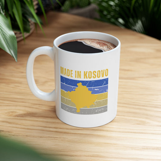 Made in Kosovo – Ceramic Mug (11 oz) Patriotic Coffee Cup | Kosovo Flag-Inspired Gift | Daily Reminder of Home