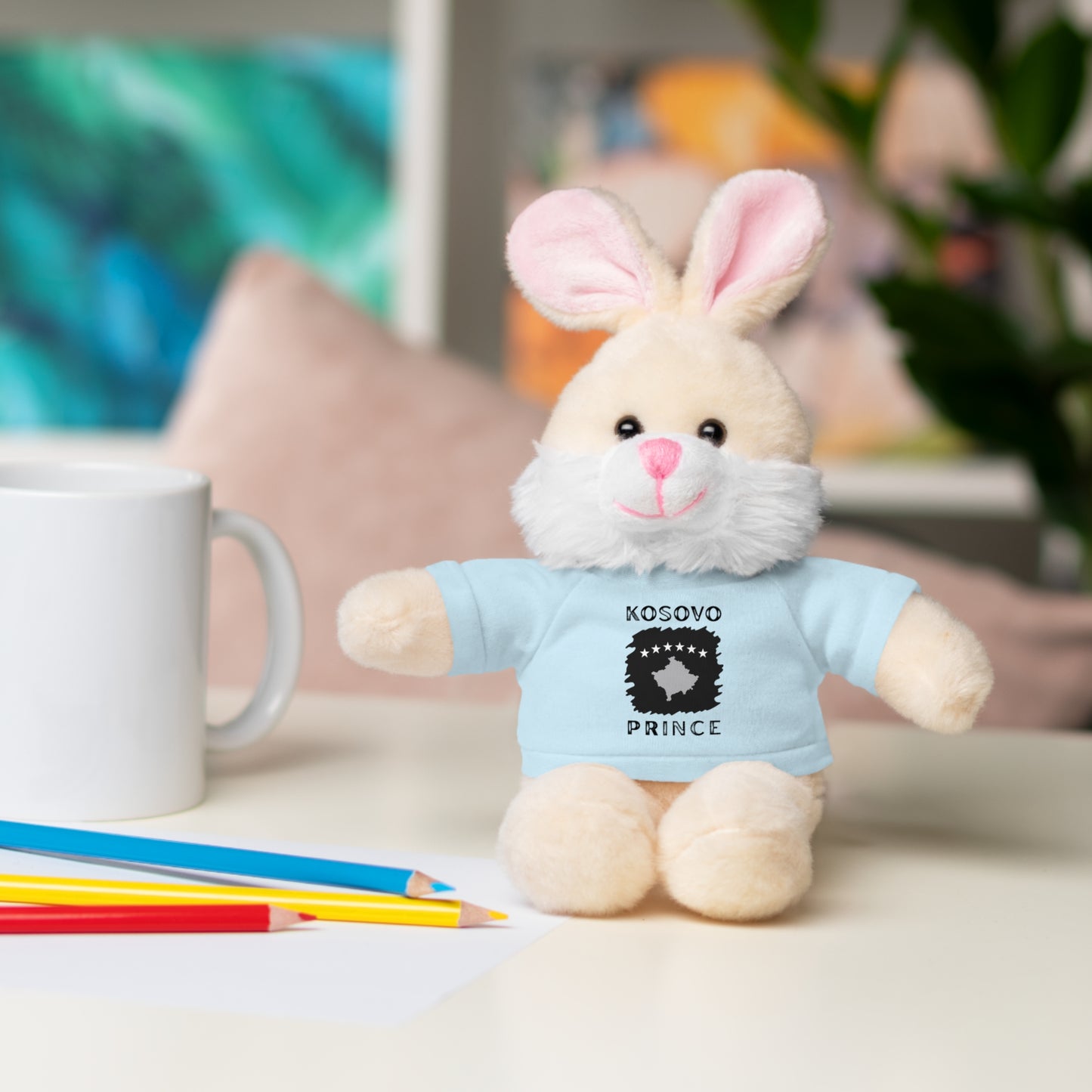 Kosovo Prince | 8" Plush Bunny with Personalized Tee – Soft & Adorable Gift for Boys & Toddlers