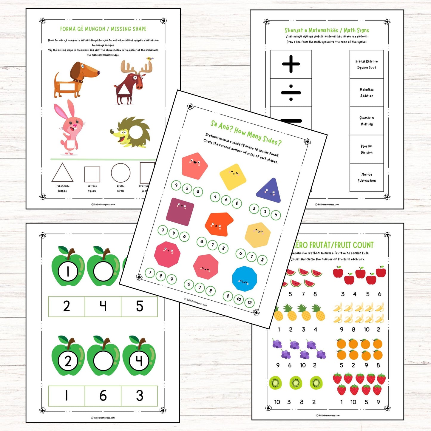 My First Albanian Math Problems I DIGITAL DOWNLOAD I 42 PAGES