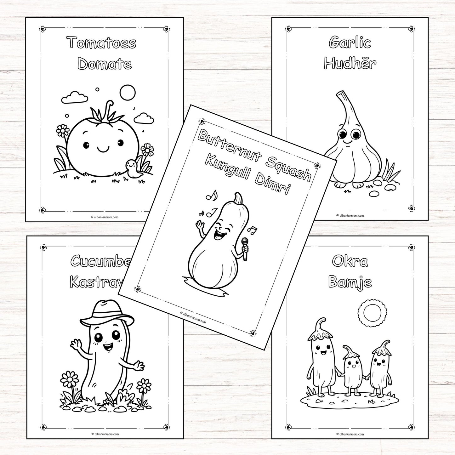 Garden Veggies – Perime Kopshti Coloring Fun I DIGITAL DOWNLOAD I 30 PAGES