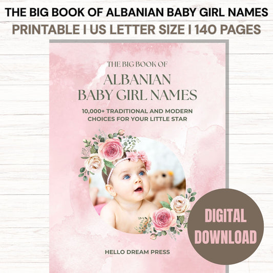 The Big Book of Albanian Baby Girl Names I eBook I Digital Download I US Letter Size I 140 Pages