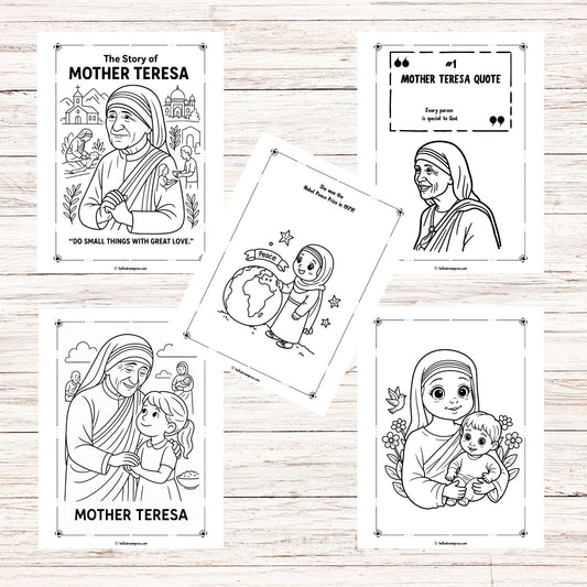 COLORING KINDNESS: A Story of Mother Teresa I A Coloring Book I Printable Digital Download I US Letter Size I 40 Pages I Make a Difference